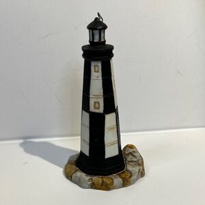Vintage Lefton Cape Henry Black and White Lighthouse Figurine/Ornament